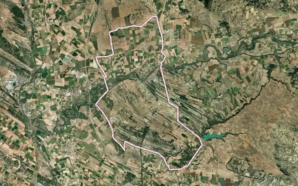 Vista satélite de Caparroso con su contorno administrativo