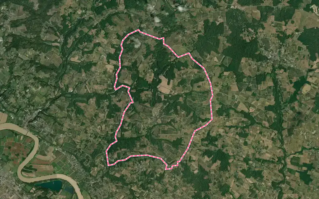 Vue satellite de Capian avec ses contours administratifs