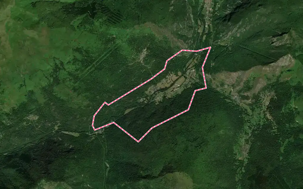 Vue satellite de Capoulet-et-Junac avec ses contours administratifs