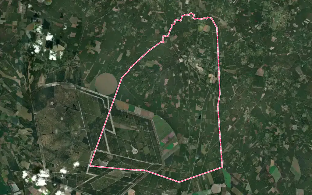 Vue satellite de Captieux avec ses contours administratifs