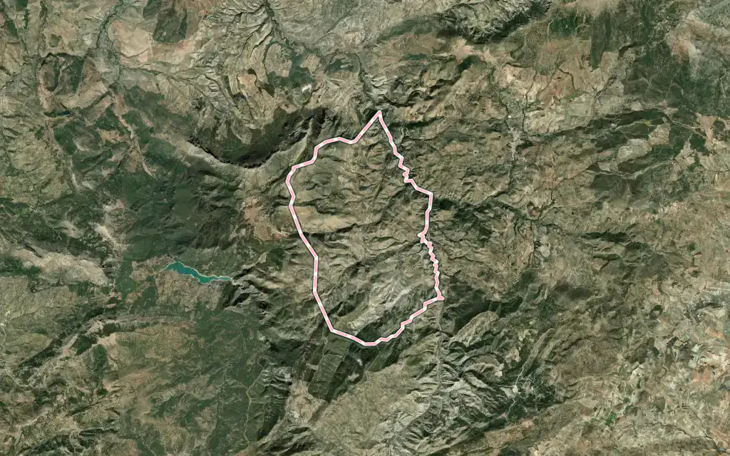 Vista satélite de Cárcheles con su contorno administrativo
