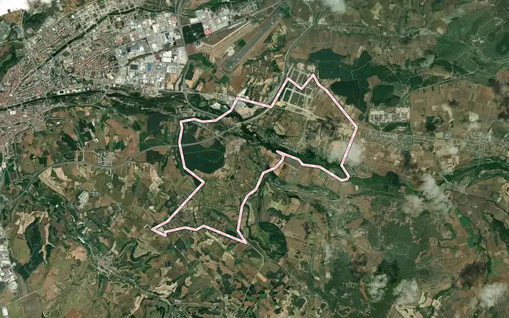 Vista satélite de Cardeñajimeno con su contorno administrativo