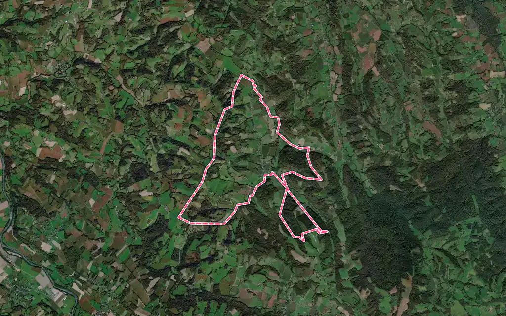 Vue satellite de Cardesse avec ses contours administratifs