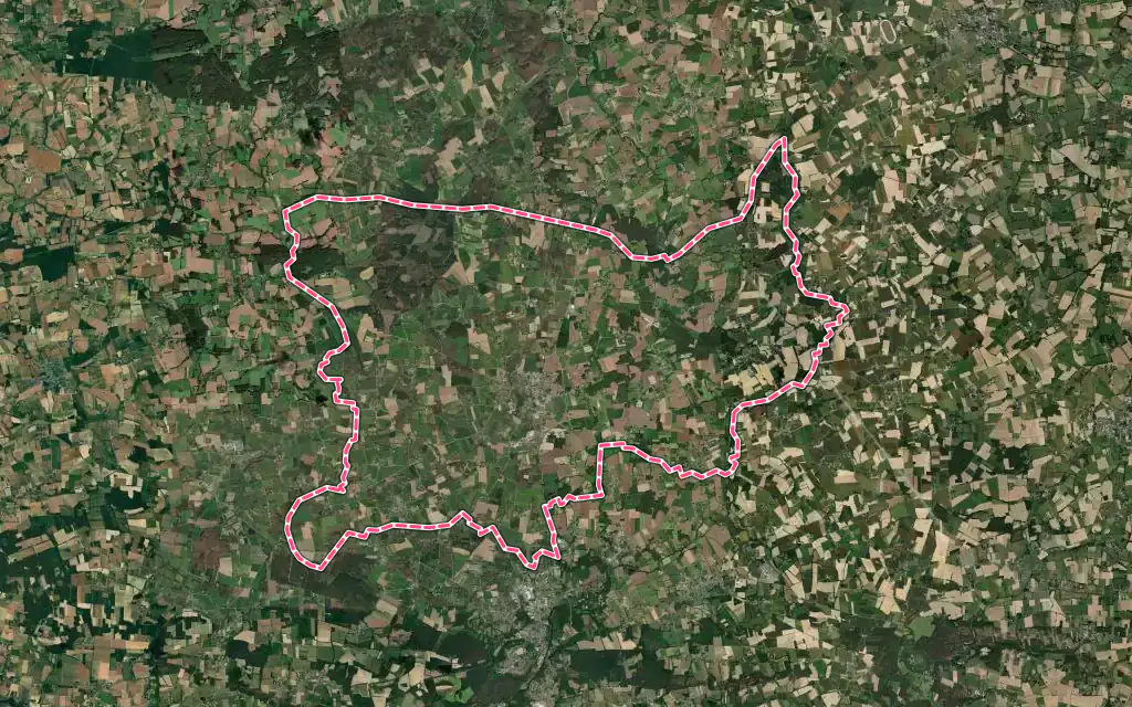Vue satellite de Carentoir avec ses contours administratifs