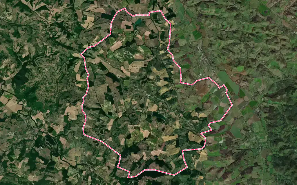 Vue satellite de Carla-Bayle avec ses contours administratifs