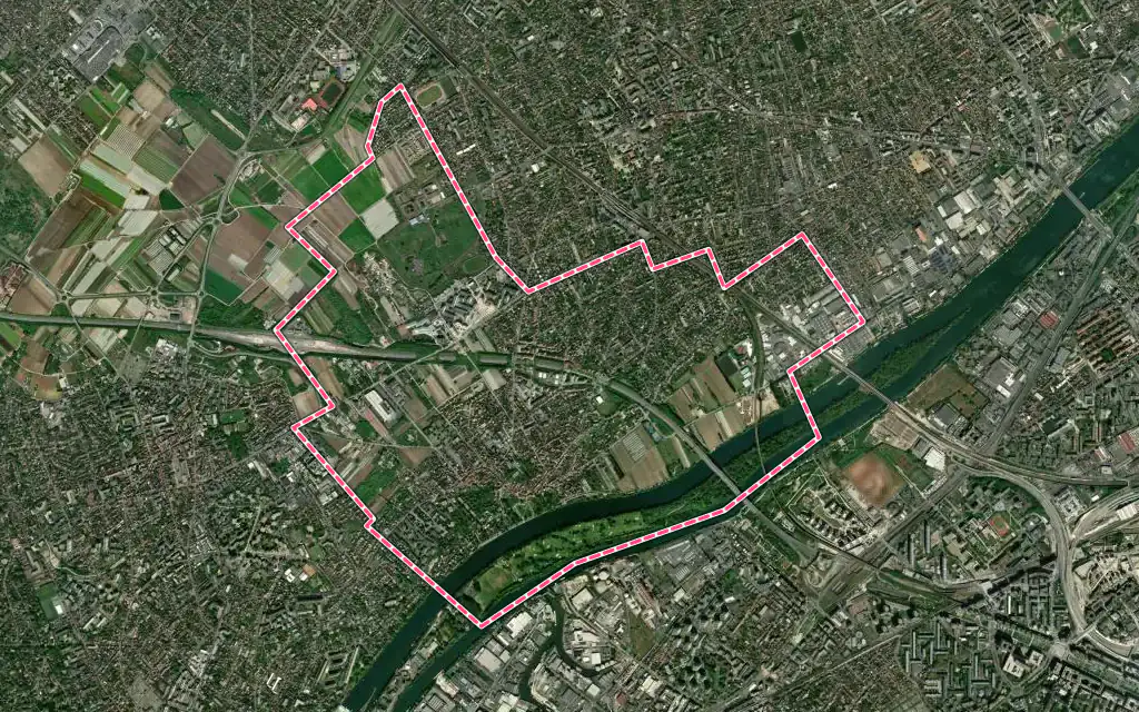 Vue satellite de Carrières-sur-Seine avec ses contours administratifs