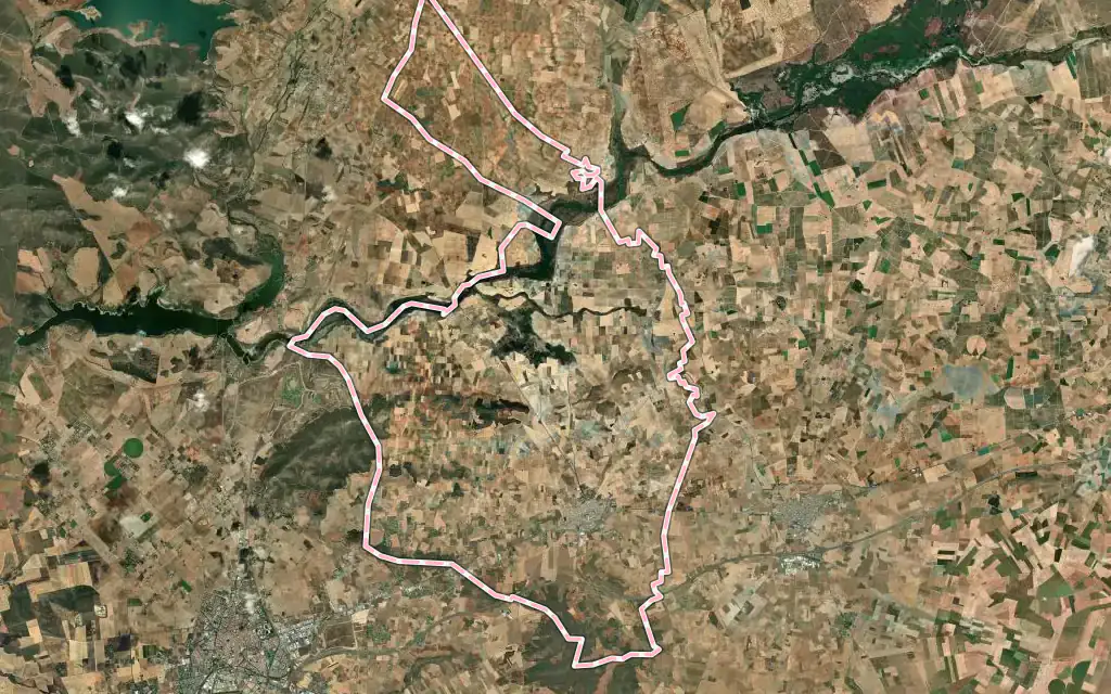 Vista satélite de Carrión de Calatrava con su contorno administrativo