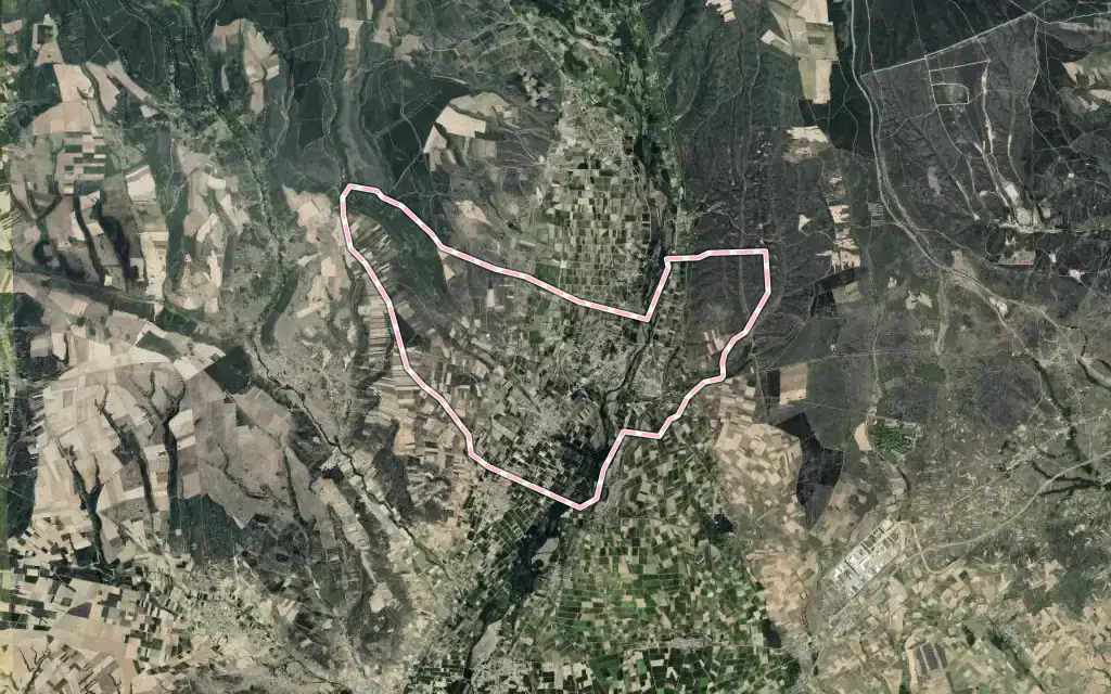 Vista satélite de Carrizo con su contorno administrativo