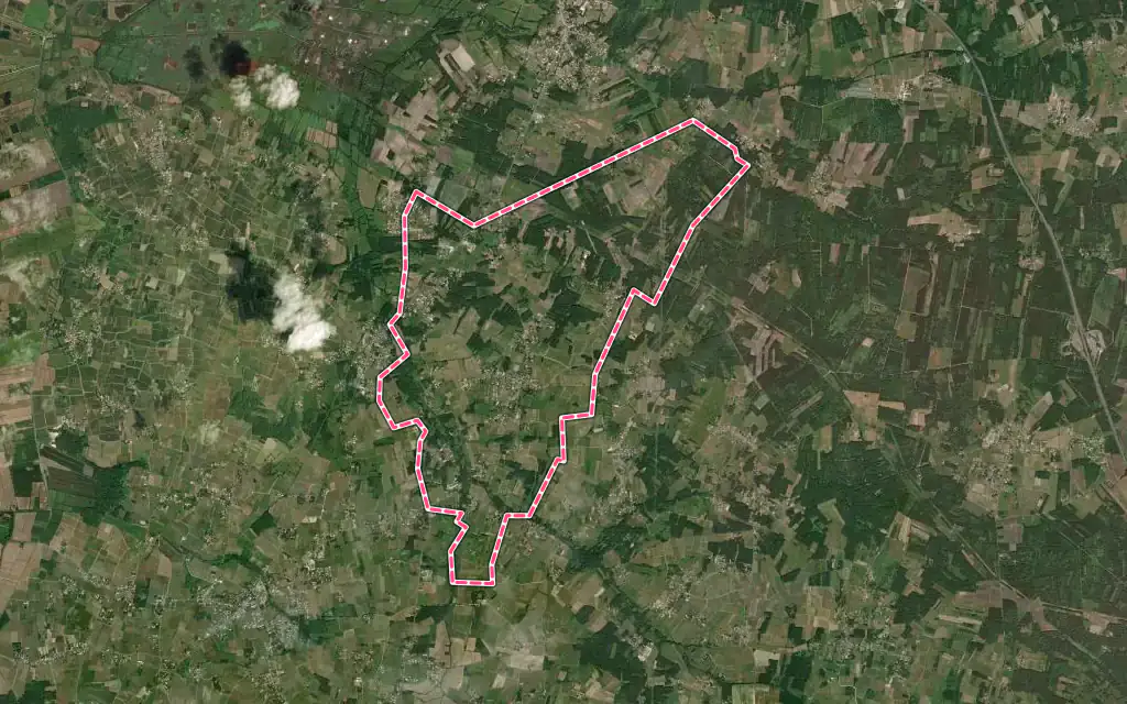 Vue satellite de Cartelègue avec ses contours administratifs