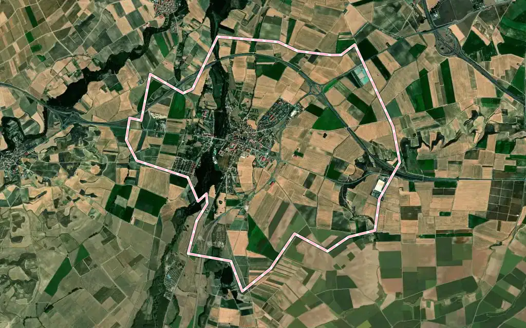 Vista satélite de Casalarreina con su contorno administrativo