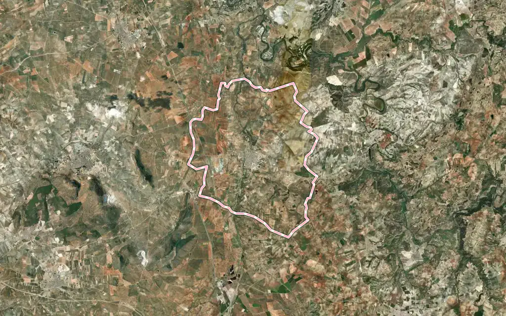 Vista satélite de Casariche con su contorno administrativo