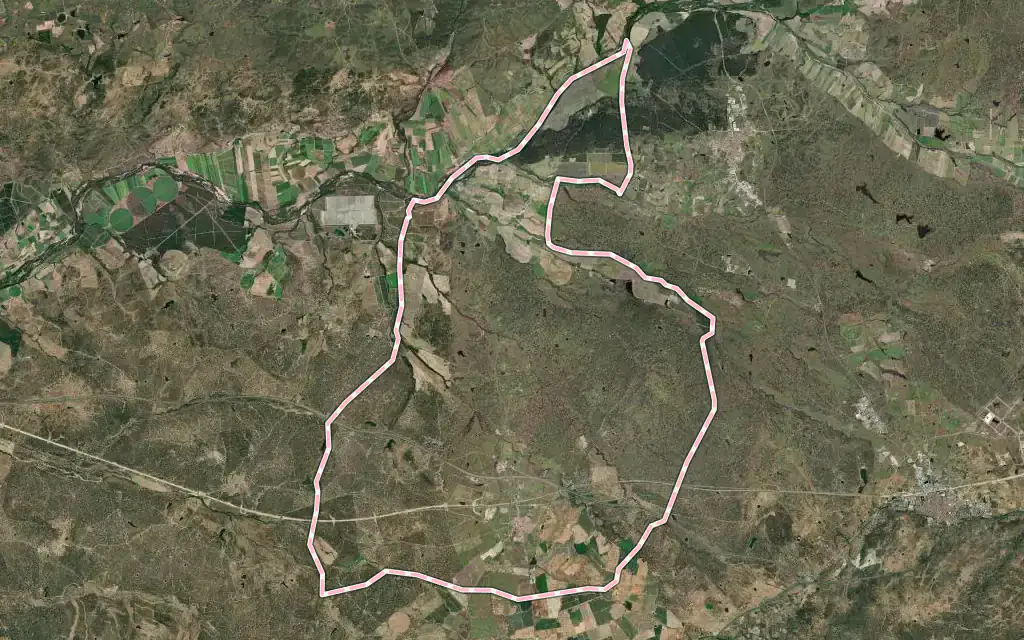 Vista satélite de Casatejada con su contorno administrativo