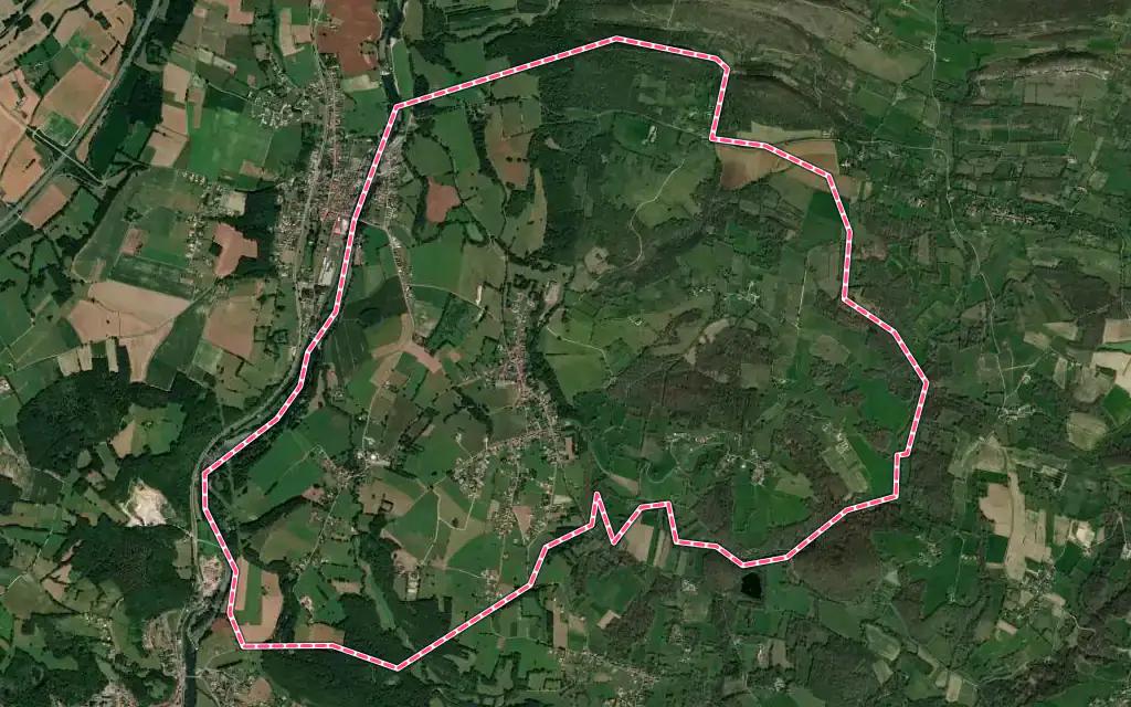 Vue satellite de Cassagne avec ses contours administratifs
