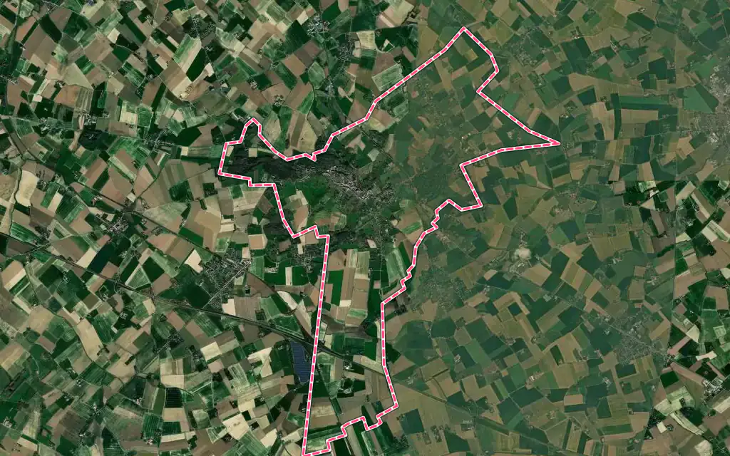 Vue satellite de Cassel avec ses contours administratifs