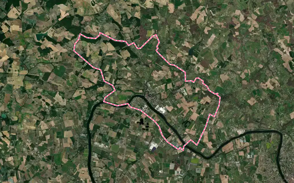 Vue satellite de Casseneuil avec ses contours administratifs