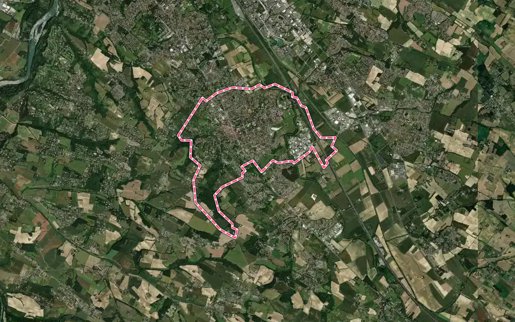 Vue satellite de Castanet-Tolosan avec ses contours administratifs