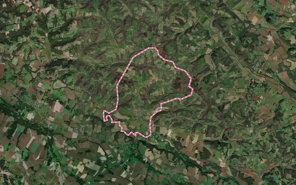 Vue satellite de Casteide-Candau avec ses contours administratifs