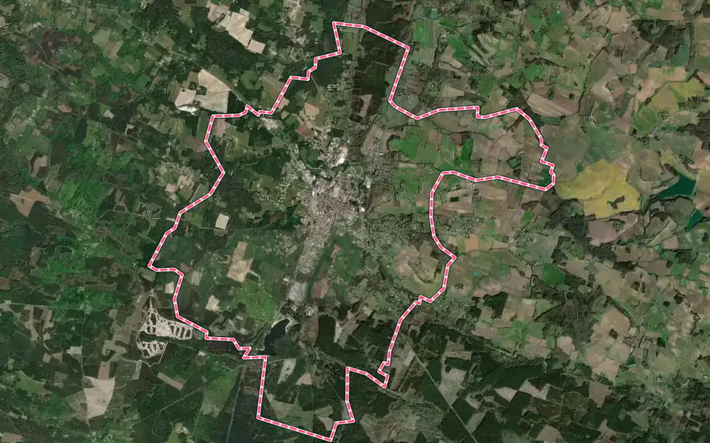 Vue satellite de Casteljaloux avec ses contours administratifs