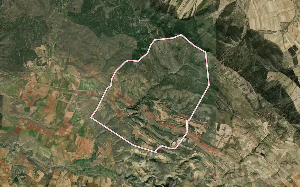 Vista satélite de Castellar de la Muela con su contorno administrativo
