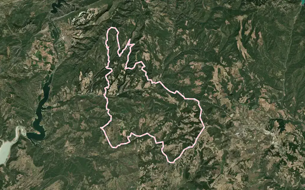 Vista satélite de Castellar de la Ribera con su contorno administrativo