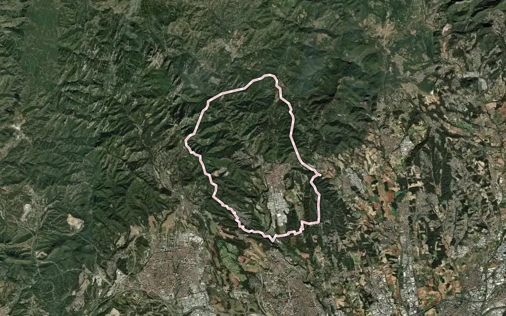 Vista satélite de Castellar del Vallès con su contorno administrativo