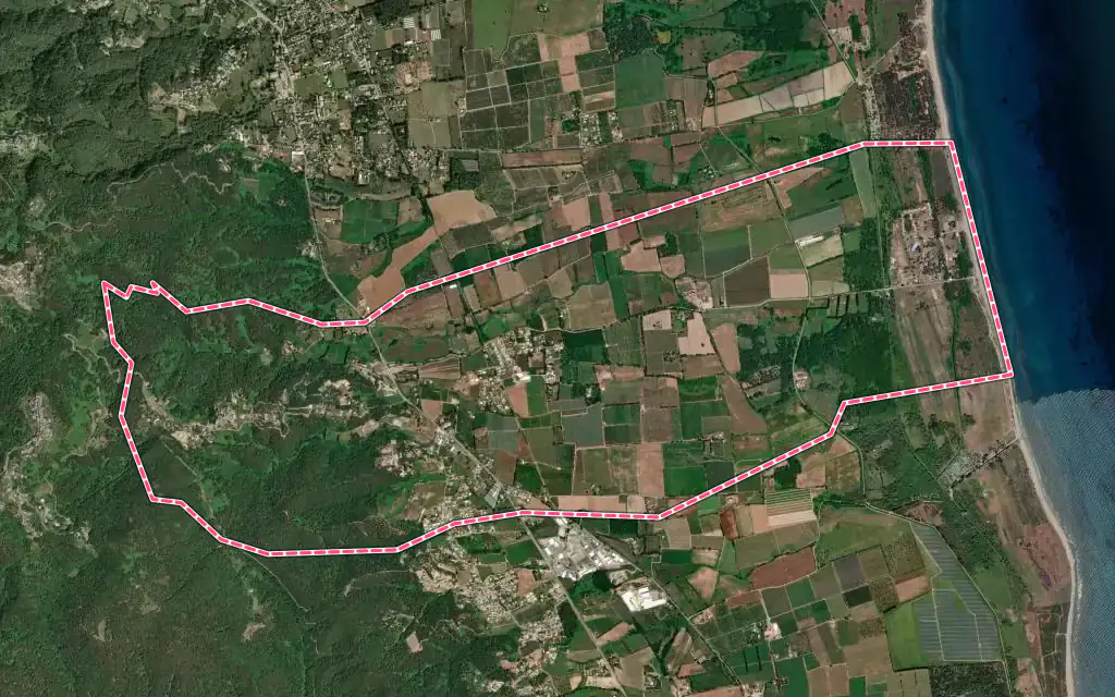 Vue satellite de Castellare-di-Casinca avec ses contours administratifs