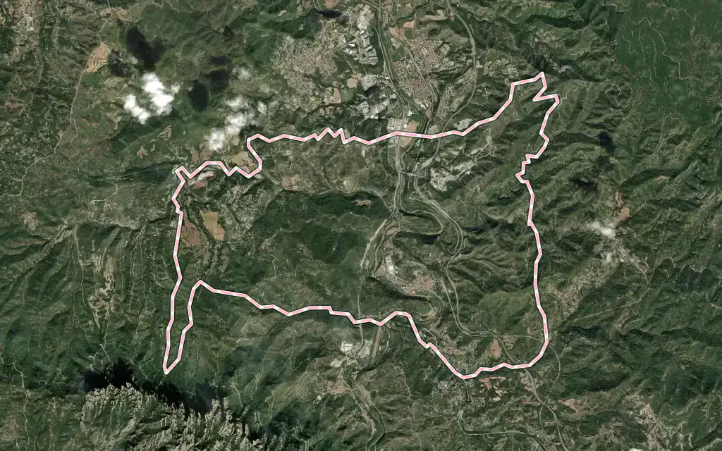 Vista satélite de Castellbell i el Vilar con su contorno administrativo