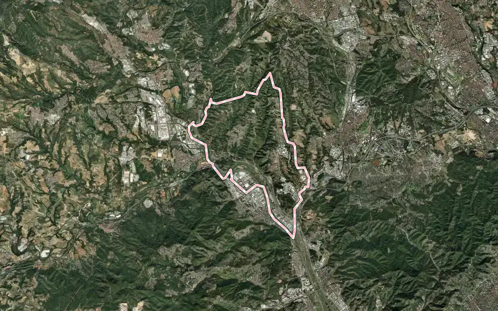 Vista satélite de Castellbisbal con su contorno administrativo