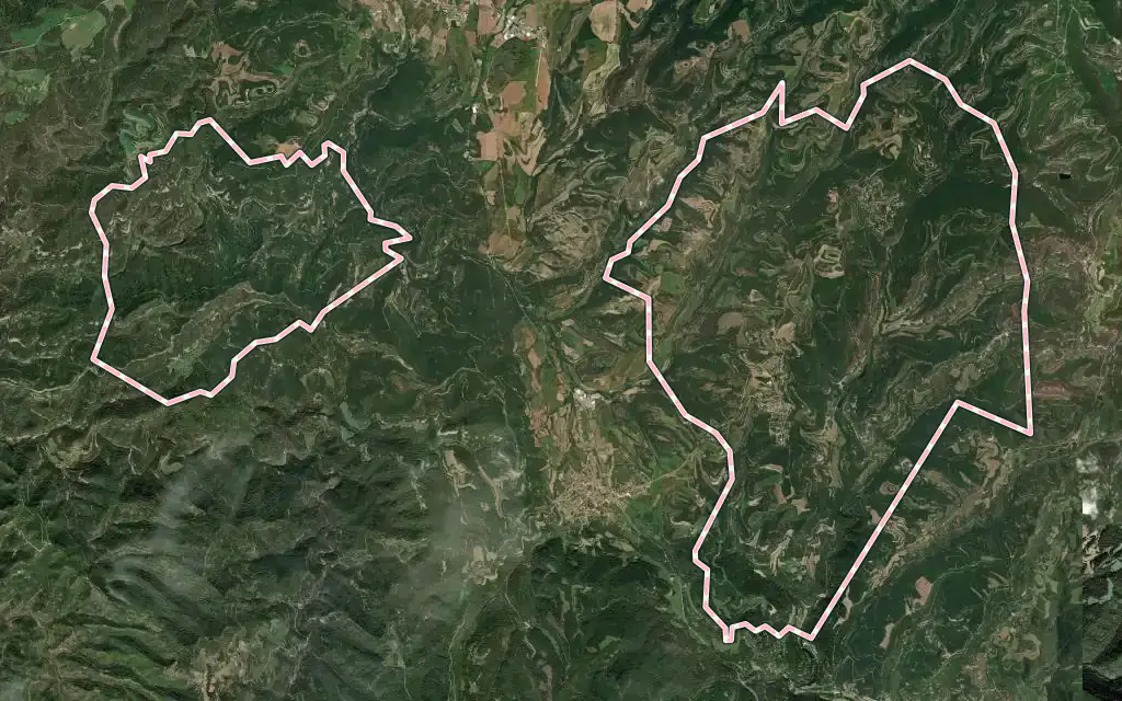Vista satélite de Castellcir con su contorno administrativo
