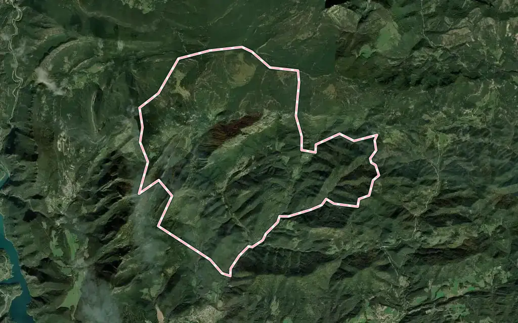 Vista satélite de Castell de l'Areny con su contorno administrativo