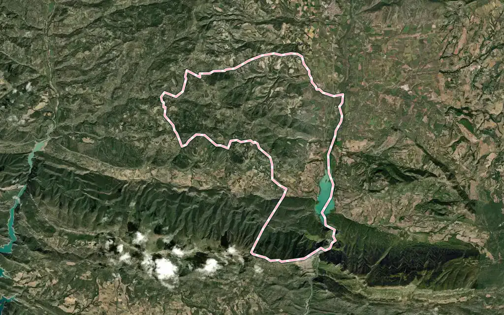 Vista satélite de Castell de Mur con su contorno administrativo