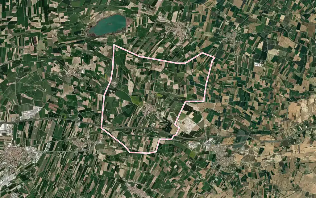 Vista satélite de Castellnou de Seana con su contorno administrativo