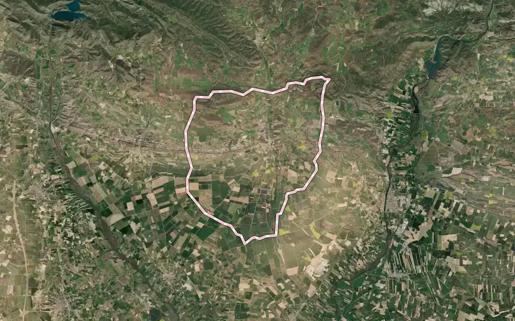 Vista satélite de Castelló de Farfanya con su contorno administrativo