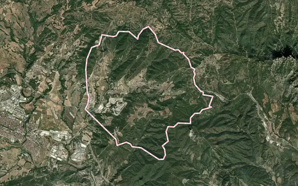 Vista satélite de Castellolí con su contorno administrativo