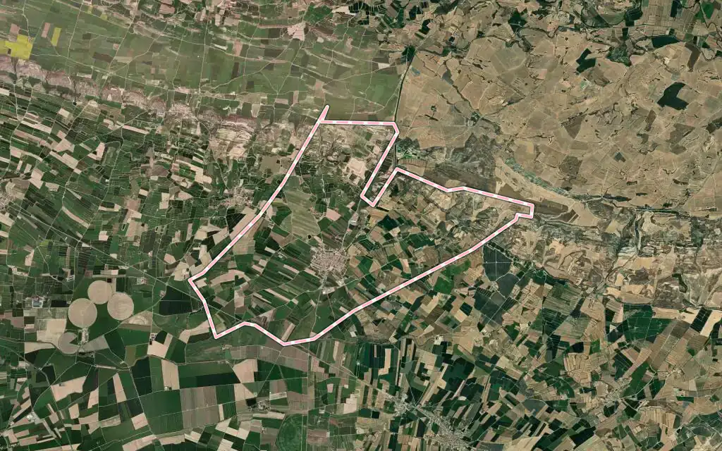 Vista satélite de Castellserà con su contorno administrativo