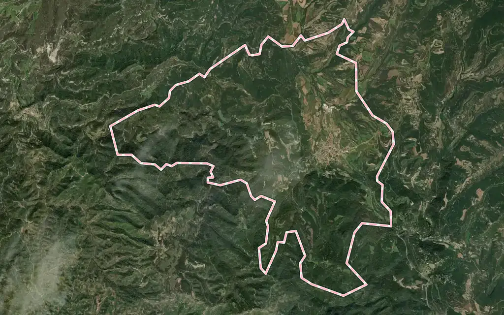 Vista satélite de Castellterçol con su contorno administrativo