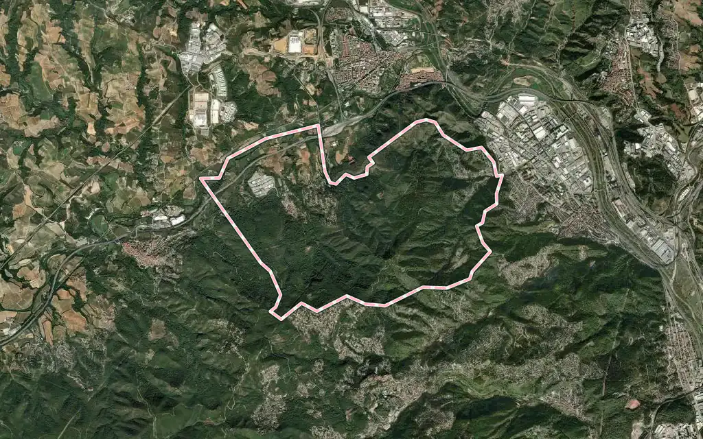 Vista satélite de Castellví de Rosanes con su contorno administrativo