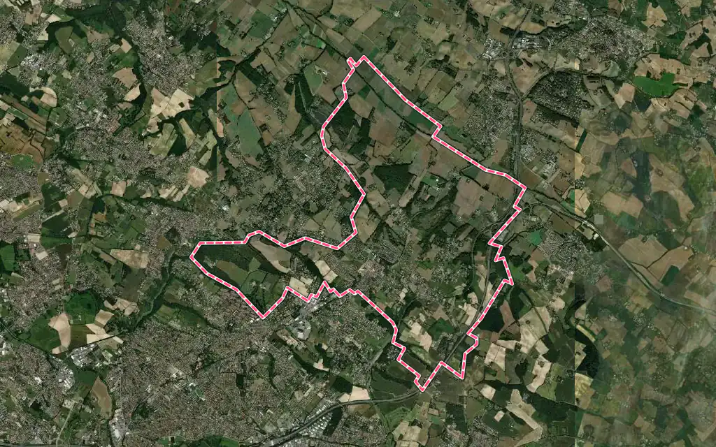 Vue satellite de Castelmaurou avec ses contours administratifs