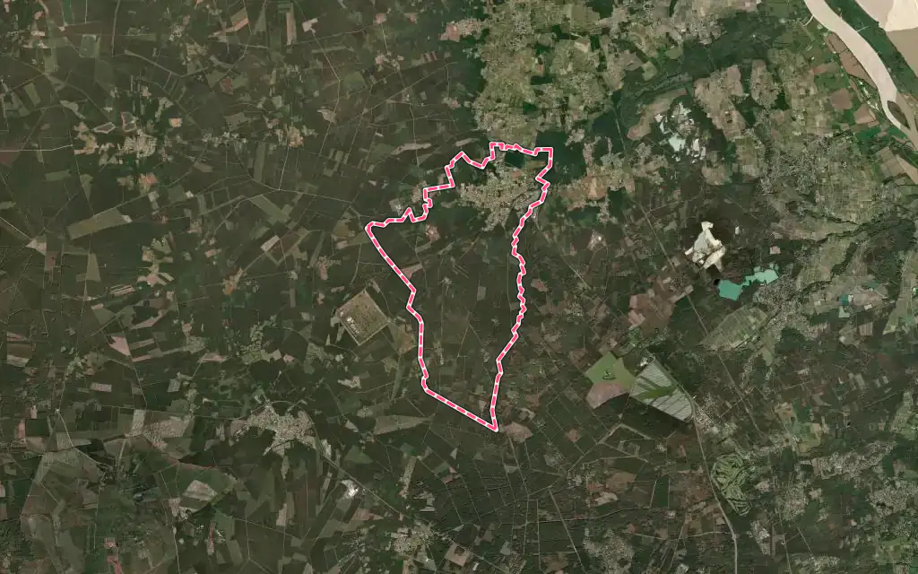 Vue satellite de Castelnau-de-Médoc avec ses contours administratifs