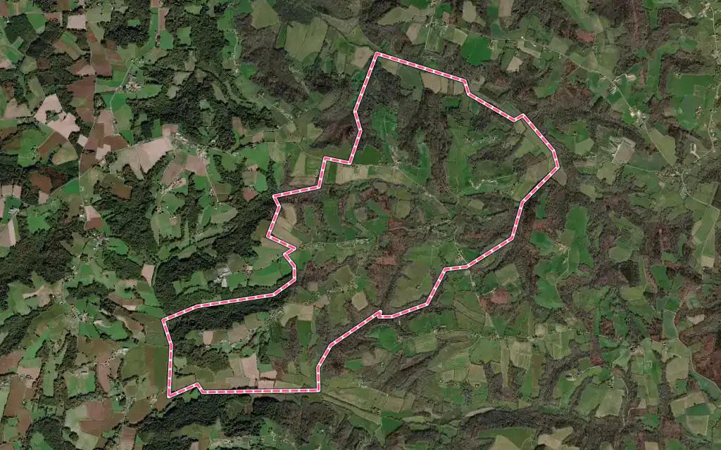 Vue satellite de Castelner avec ses contours administratifs