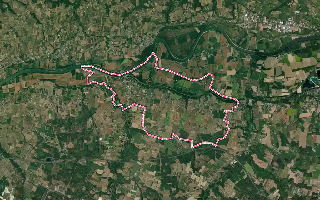 Vue satellite de Castets et Castillon avec ses contours administratifs