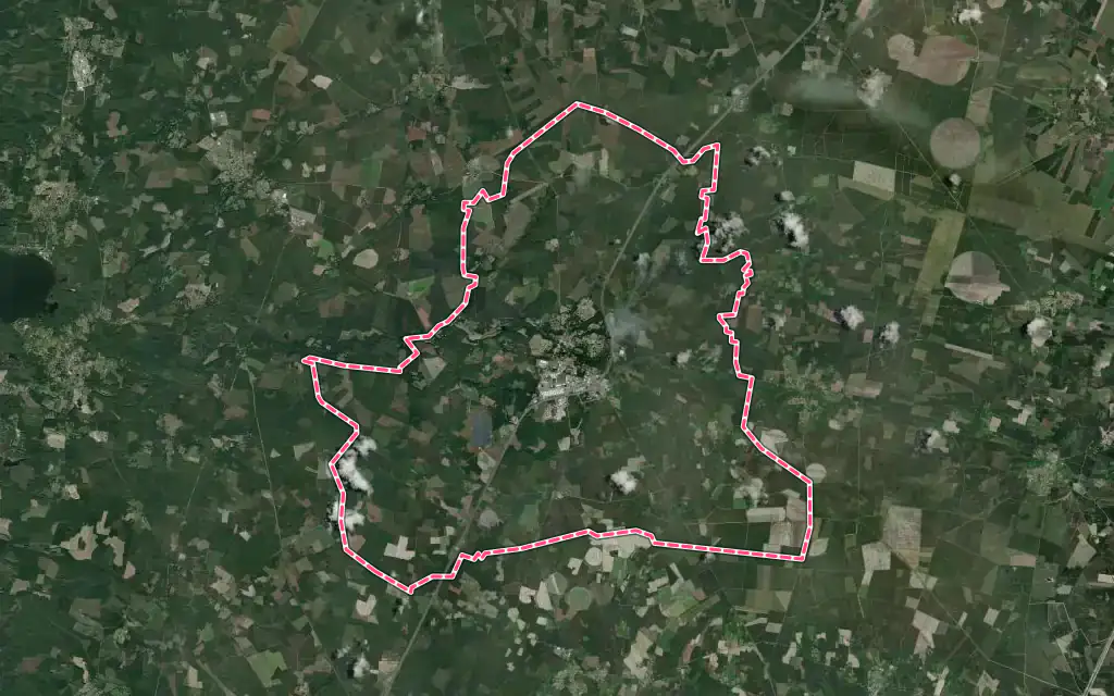 Vue satellite de Castets avec ses contours administratifs