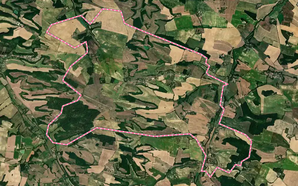 Vue satellite de Castillon-Massas avec ses contours administratifs