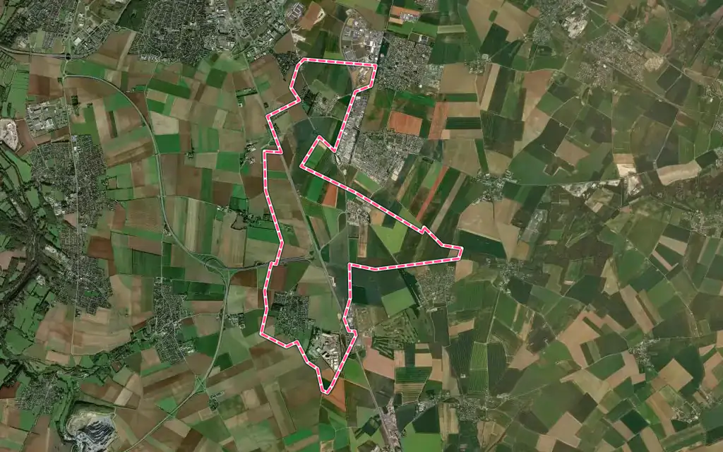 Vue satellite de Castine-en-Plaine avec ses contours administratifs