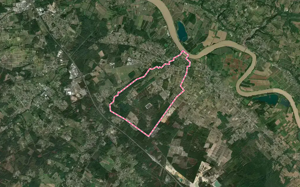 Vue satellite de Castres-Gironde avec ses contours administratifs