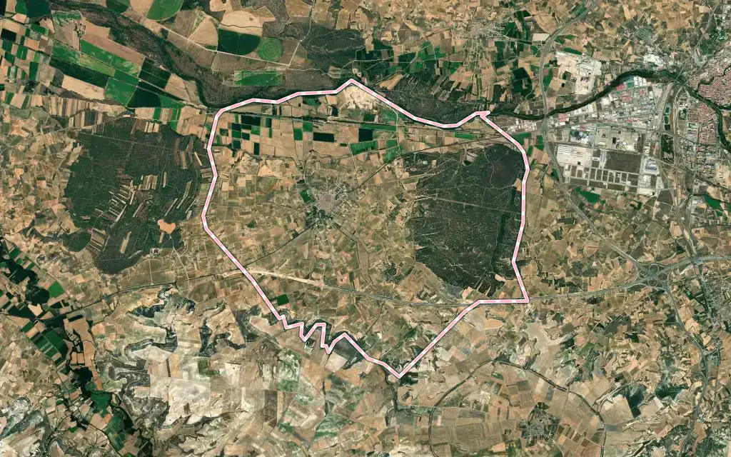 Vista satélite de Castrillo de la Vega con su contorno administrativo