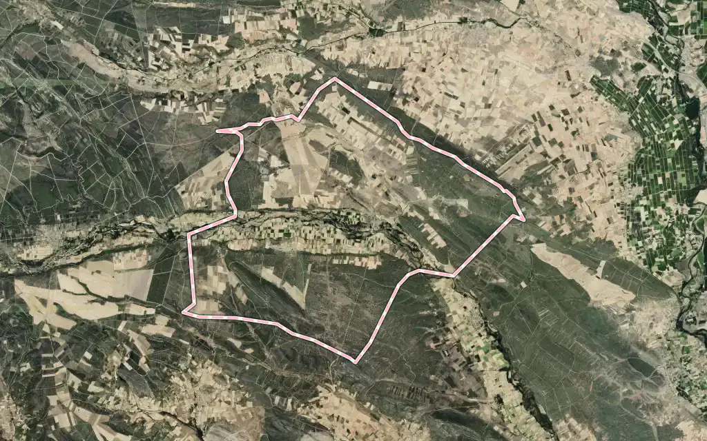 Vista satélite de Castrocalbón con su contorno administrativo