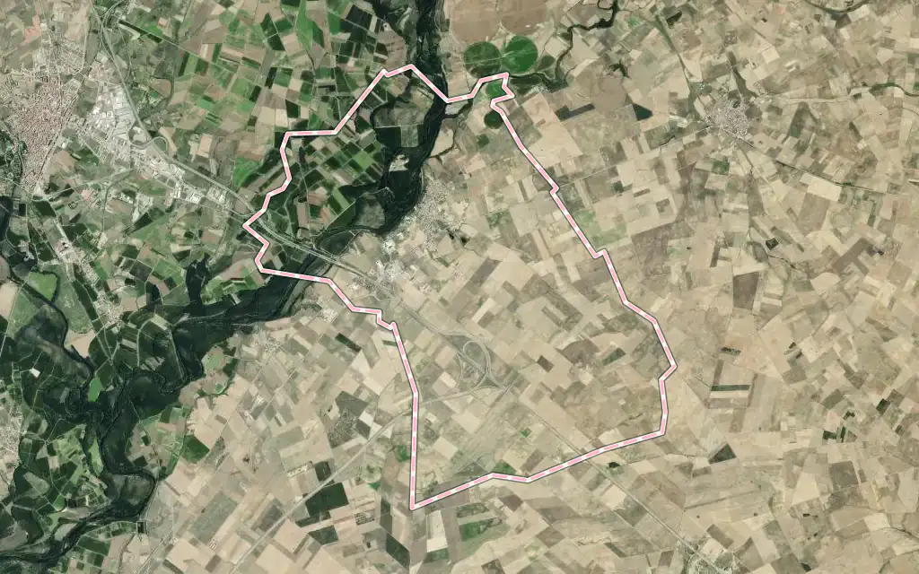 Vista satélite de Castrogonzalo con su contorno administrativo