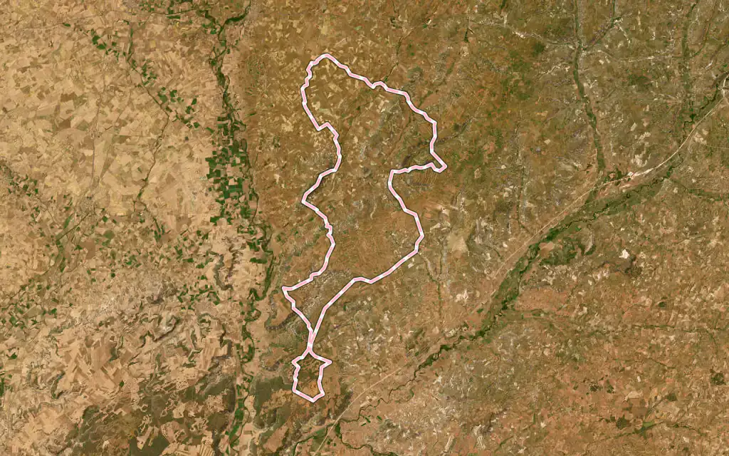 Vista satélite de Castrojeriz con su contorno administrativo