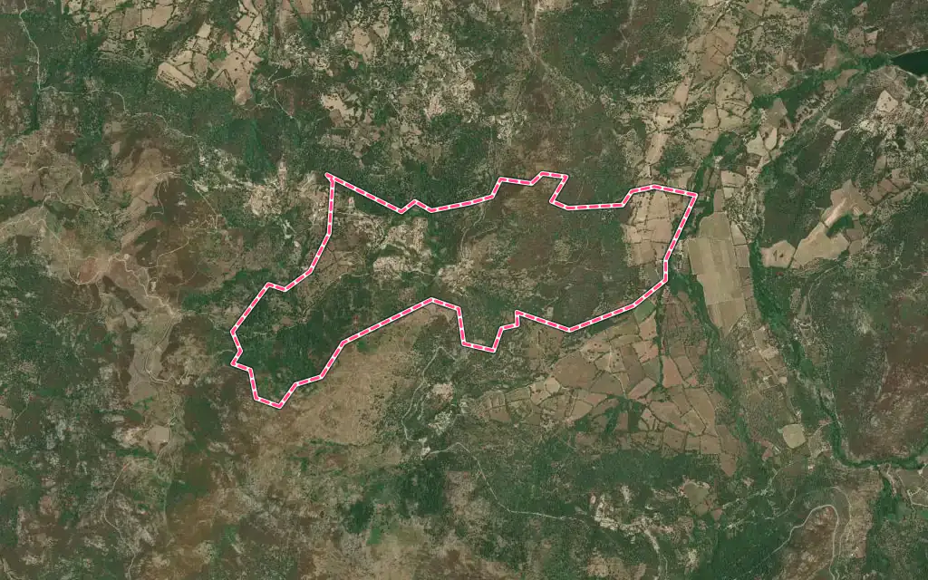 Vue satellite de Cateri avec ses contours administratifs
